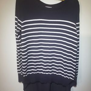 Umgee Striped Sweater w/ Mesh Back